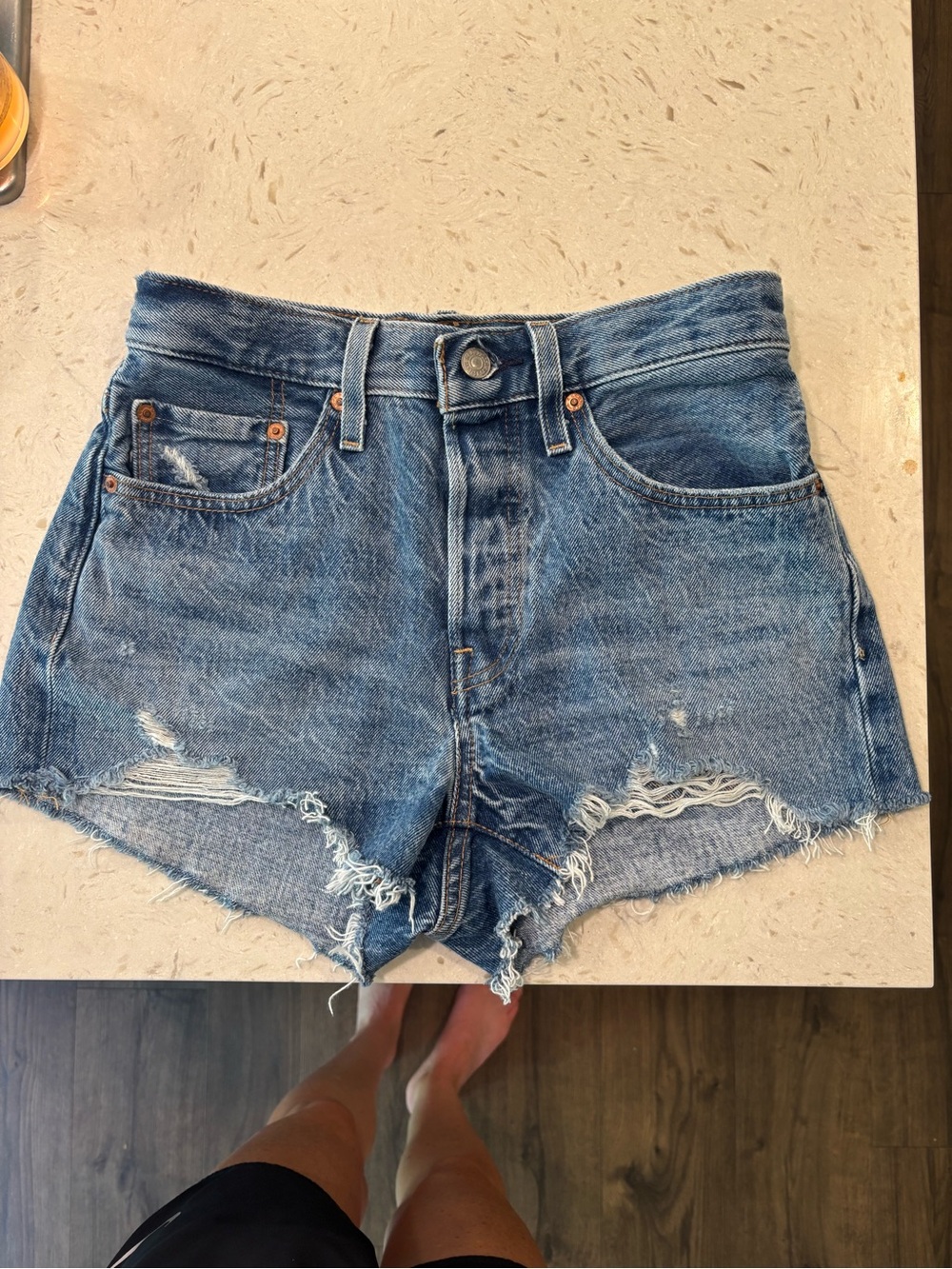 Levi's Distressed Cutoff Denim Shorts - Blue